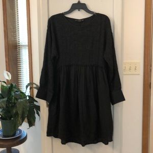 Black linen peasant dress.
